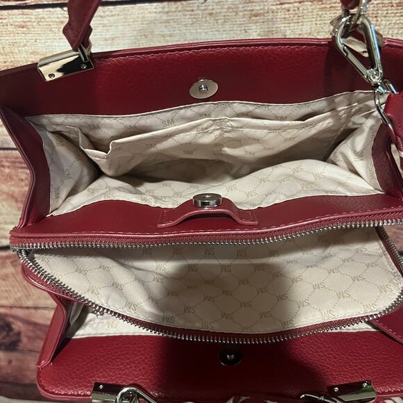 Steve Madden Bmatteo Top Handle Satchel Purse Handbag Maroon Red 12x9 - Picture 4 of 6